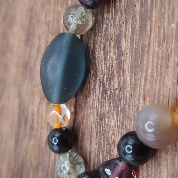 B2418 citrine precious stone beaded bracelet - Picture 3 of 3